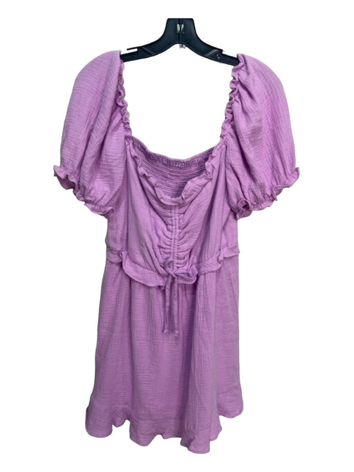 Show Me Your Mumu Size XL Lilac Purple Cotton Short Puff Sleeve Textured Dress Lilac Purple / XL