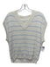 by Together Size M Cream & Blue Cotton V Neck Sleeveless Ribbed Trim Top Cream & Blue / M