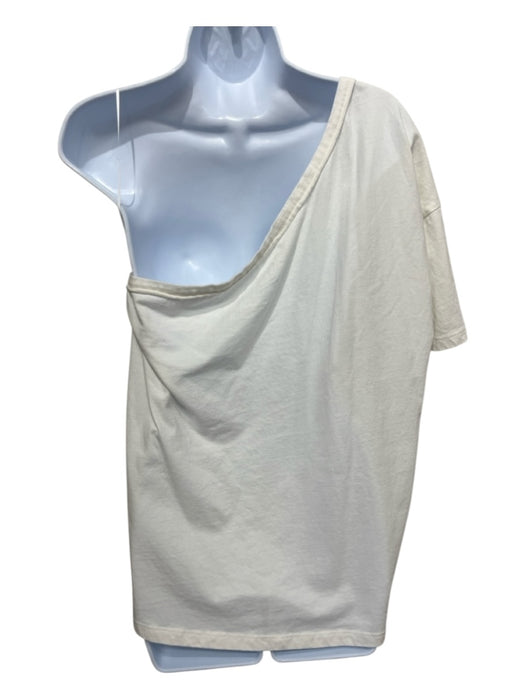 Pilcro Size L White Cotton One Shoulder Short Sleeve T Shirt Top White / L