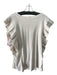 Roan + Ryan Size L Cream Cotton Ribbed Ruffle Cap Sleeve Scoop Neck Top Cream / L