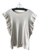 Roan + Ryan Size L Cream Cotton Ribbed Ruffle Cap Sleeve Scoop Neck Top Cream / L