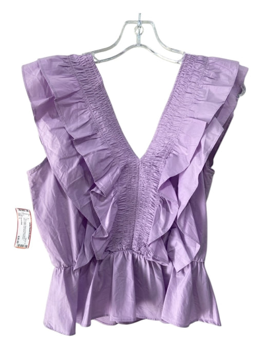 Strut & Bolt Size L Light Purple Rayon & Nylon Blend V Neck Smocked Peplum Top Light Purple / L