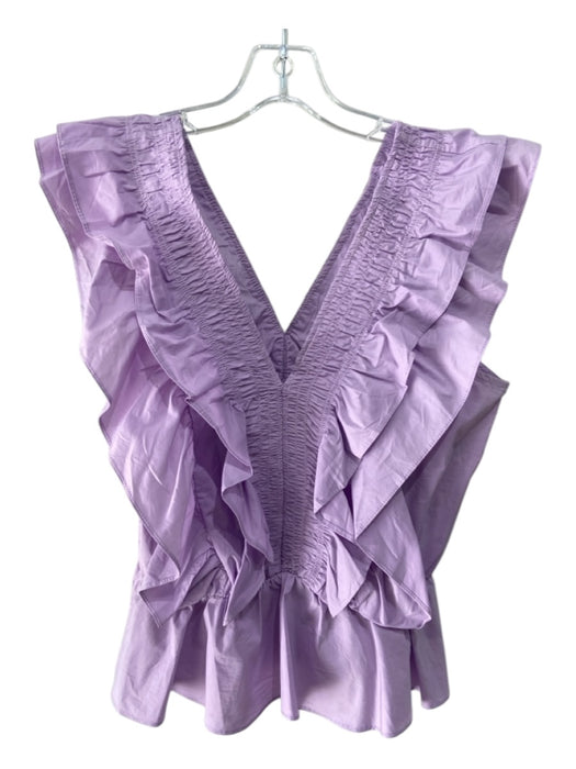 Strut & Bolt Size L Light Purple Rayon & Nylon Blend V Neck Smocked Peplum Top Light Purple / L