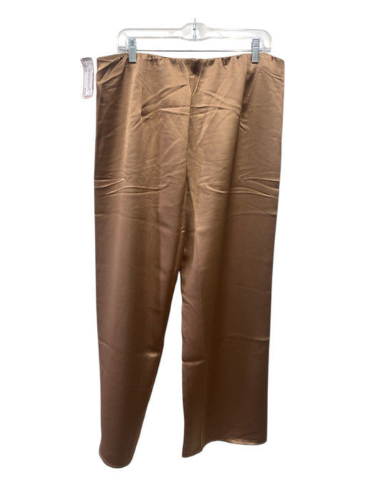 MNG Size XL Brown Missing Material Tag Satin Elastic Waist High Waist Pants Brown / XL