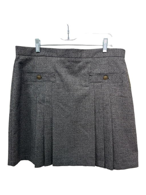 Loft Size 14 Black & Gray Polyester Blend Front Pockets Plaid Pleated Skirt Black & Gray / 14