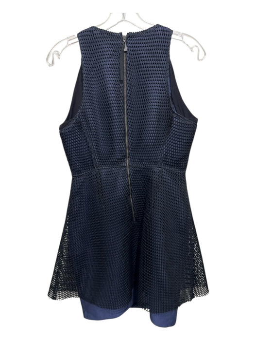 Sachin & Babi Size S Navy Blue & Black Silk & Polyester Netting Overlay Dress Navy Blue & Black / S