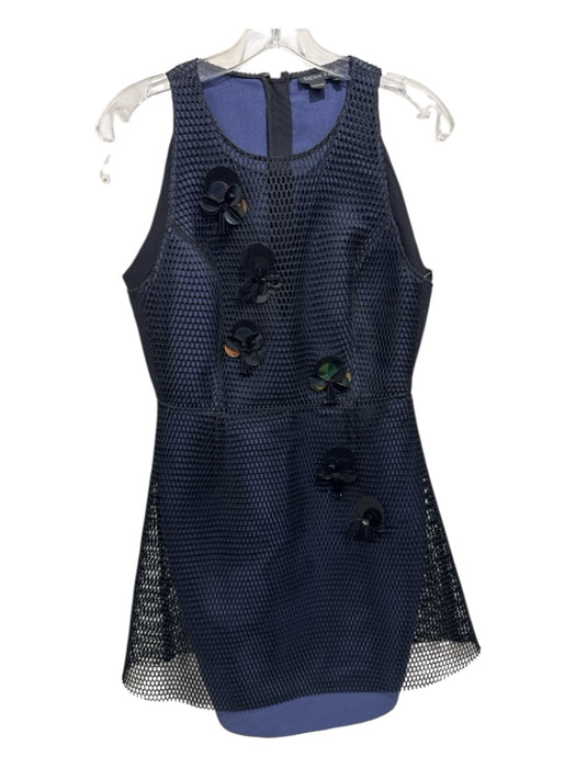 Sachin & Babi Size S Navy Blue & Black Silk & Polyester Netting Overlay Dress Navy Blue & Black / S