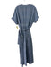 Mara Hoffman Size L Blue Print Cotton Wrap Short Cuffed Sleeve Midi Dress Blue Print / L