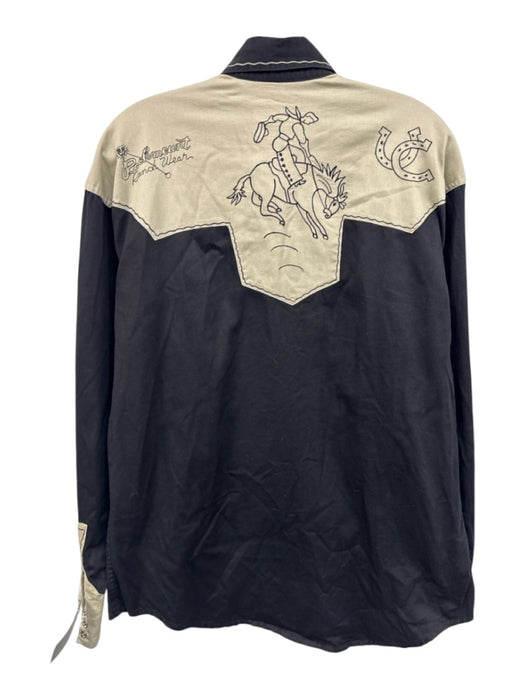 Rockmount Size M Black & Beige Snap Button Horse Western Cowboy Top Black & Beige / M