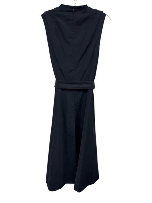Akris Punto Size 8 Navy Blue Polyester & Cotton Sleeveless Pleated Midi Dress Navy Blue / 8