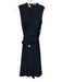 Akris Punto Size 8 Navy Blue Polyester & Cotton Sleeveless Pleated Midi Dress Navy Blue / 8