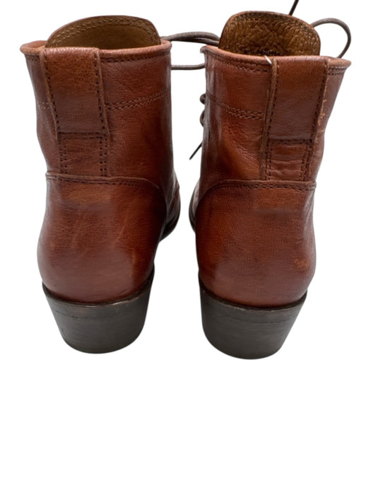 Frye Shoe Size 8 Brown Leather Lace Up Low Heel Ankle Booties Brown / 8