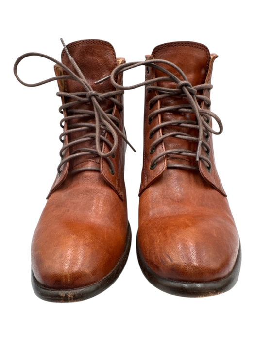 Frye Shoe Size 8 Brown Leather Lace Up Low Heel Ankle Booties Brown / 8