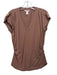 Athleta Size M Brown Cotton Blend V Neck Cap Sleeve Ruched Shoulder Top Brown / M