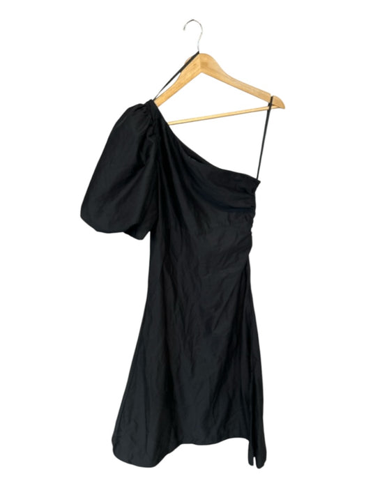 Aureta Size M Black 100% Cotton One Shoulder Midi Dress Black / M