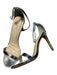 Anne Michelle Shoe Size 10 Silver Leather Metallic Stiletto Ankle Strap Sandals Silver / 10