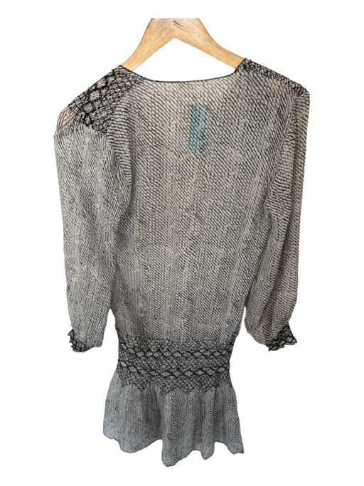 Ulla Johnson Size 2 Gray & Black Silk Long Sleeve Snake Print Dress Gray & Black / 2