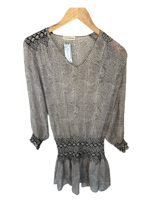 Ulla Johnson Size 2 Gray & Black Silk Long Sleeve Snake Print Dress Gray & Black / 2