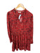 Ulla Johnson Size 8 Red & Maroon Cotton & Rayon Long Sleeve Botanical Dress Red & Maroon / 8