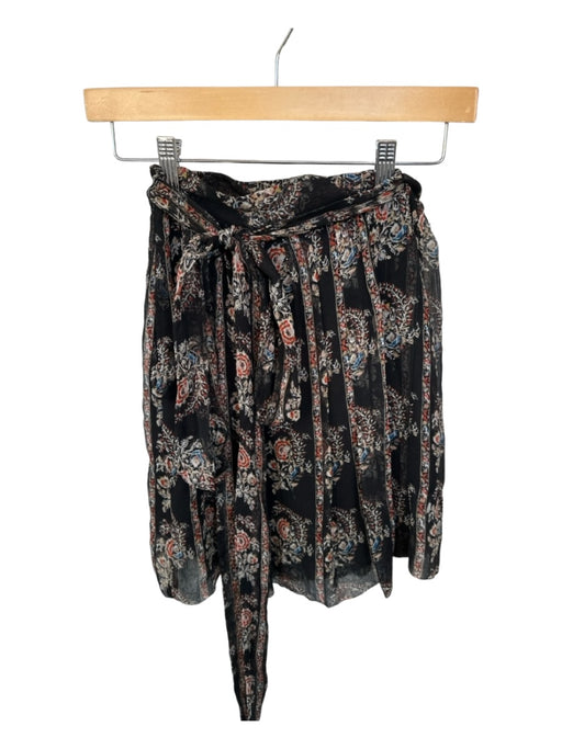 Isabel Marant Size 36/Small Black & Red Silk Wrap Paisley Mini Skirt Black & Red / 36/Small