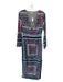 Mara Hoffman Size 6 Navy & Pink Polyester Long Sleeve Abstract Side Slits Dress Navy & Pink / 6