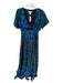 Mara Hoffman Size 0 Navy & Green Rayon Short Sleeve stars Front Tie Maxi Dress Navy & Green / 0