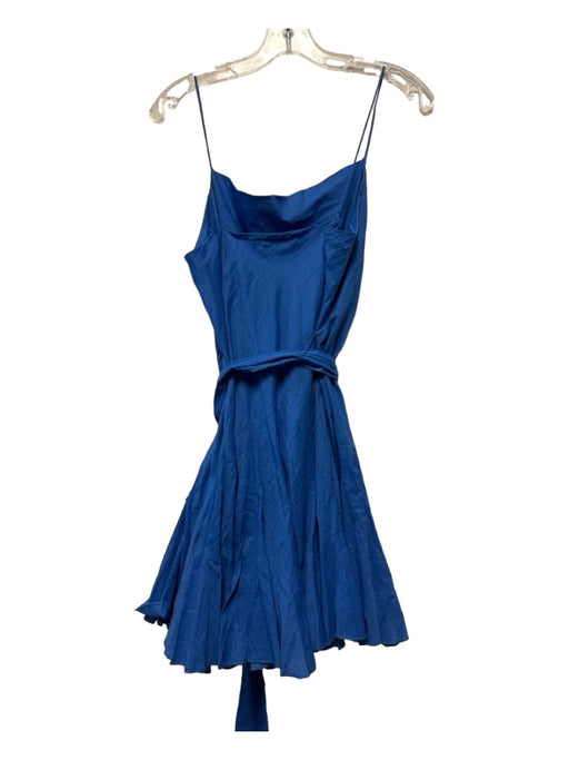 Alice & Olivia Size 0 Blue Cotton Spaghetti Strap Belted Dress Blue / 0