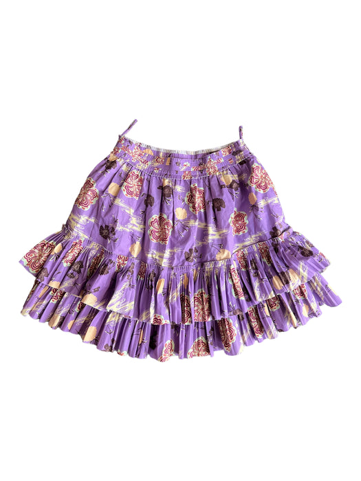 Ulla Johnson Size 6 Purple & tan print Cotton Flowers Mini Skirt Purple & tan print / 6