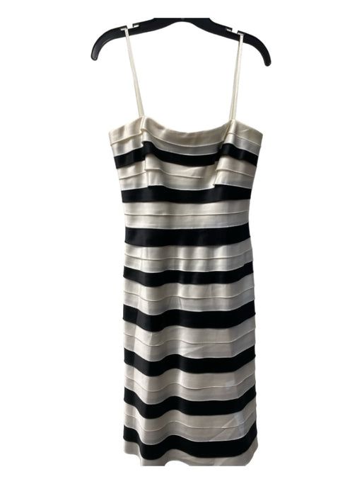 BCBG Maxazria Size 10 White & Black Polyester Stripe Strapless Back Zip Dress White & Black / 10