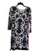 Eliza J Size 8 White, Black & Pink Polyester Back Zip Round Neck Abstract Dress White, Black & Pink / 8