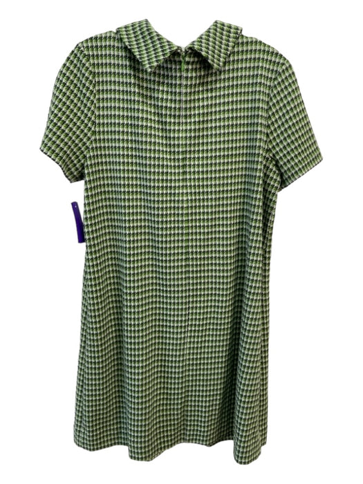 Tyler Boe Size S Green & Gray Houndstooth Fold over collar Short Sleeve Dress Green & Gray / S