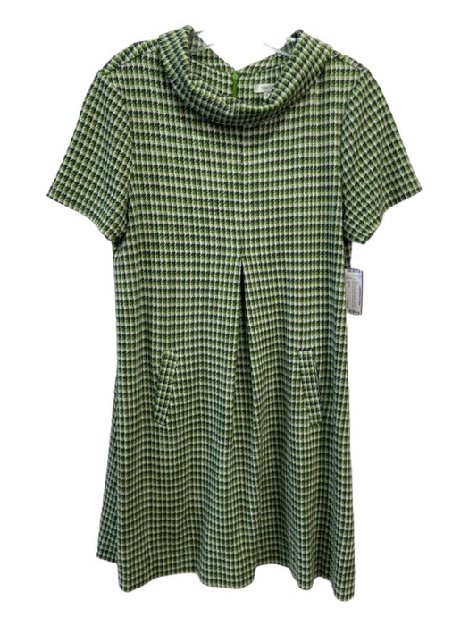 Tyler Boe Size S Green & Gray Houndstooth Fold over collar Short Sleeve Dress Green & Gray / S