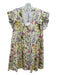 Taylor Tillman Size M Beige & Multi Cotton Blend Floral Round Tie Neck Dress Beige & Multi / M