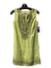 Bella Tu Size 2 Yellow Linen Sleeveless Round Split Neck Beaded Design Dress Yellow / 2