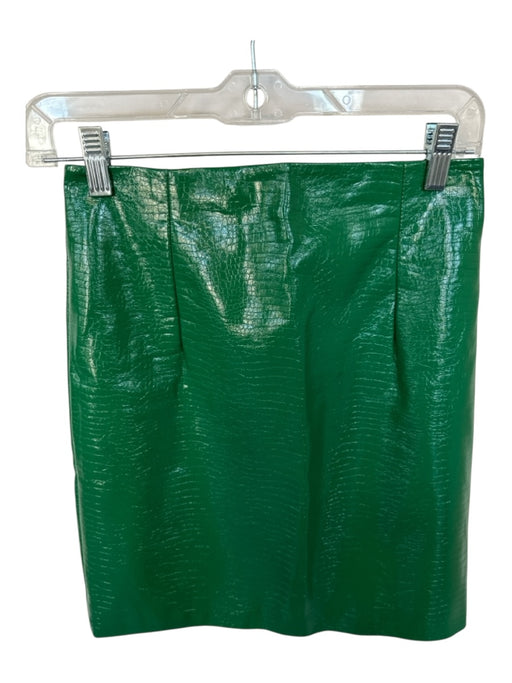 Porridge Size S Green Vegan Leather High Waist Croc Embossed A Line Skirt Green / S