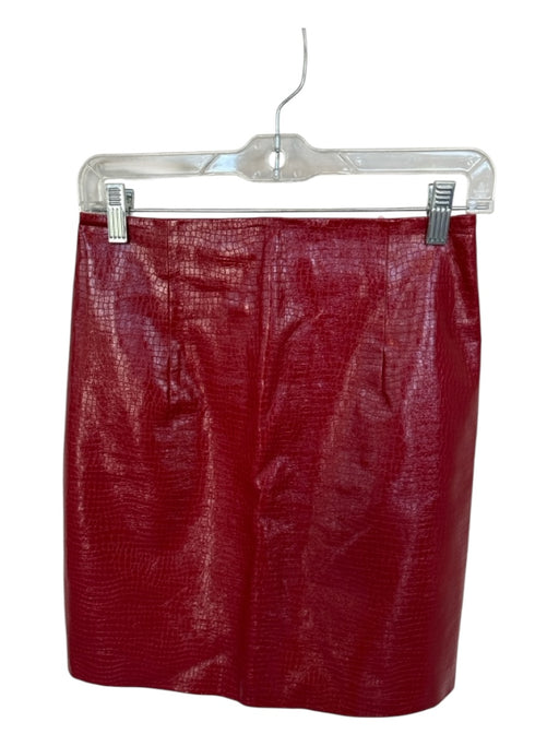 Porridge Size S Red Vegan Leather High Waist Croc Embossed A Line Skirt Red / S