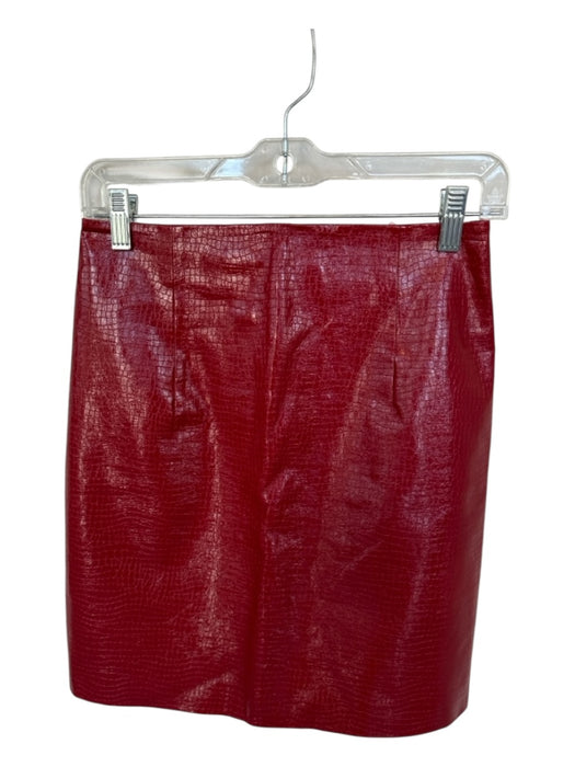 Porridge Size S Red Vegan Leather High Waist Croc Embossed A Line Skirt Red / S