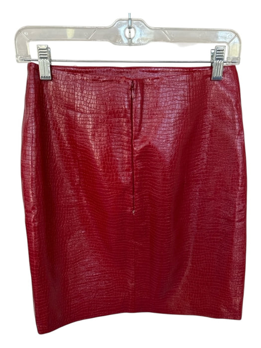 Porridge Size S Red Vegan Leather High Waist Croc Embossed A Line Skirt Red / S