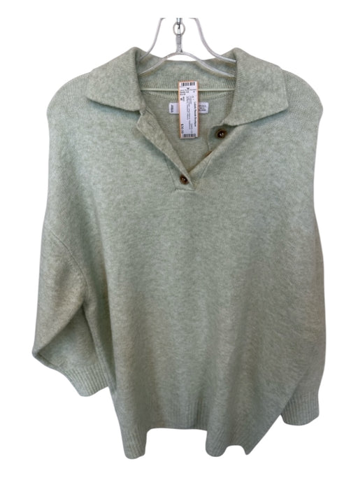 MNG Size M Light Green Long Sleeve Heathered Buttons Oversize Sweater Light Green / M