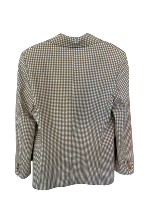 MNG Size XS Tan & White Long Sleeve Gingham Double Breasted Blazer Jacket Tan & White / XS