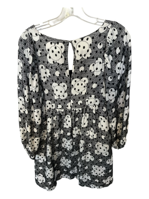 By Anthropologie Size 4 White & Black Long Balloon Sleeve Polka dot Dress White & Black / 4