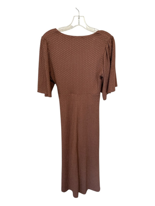Z Supply Size M Brown Polyester 3/4 Balloon Sleeve Keyhole Front Textured Dress Brown / M