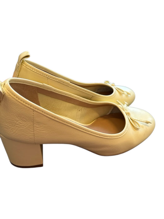 Maeve Shoe Size 5 Butter Yellow Leather Block Heel Bow Almond Toe Pumps Butter Yellow / 5