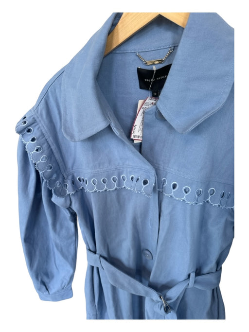 Magali Pascal Size M Cornflower Blue Cotton Long Balloon Sleeve Bib Coat Cornflower Blue / M