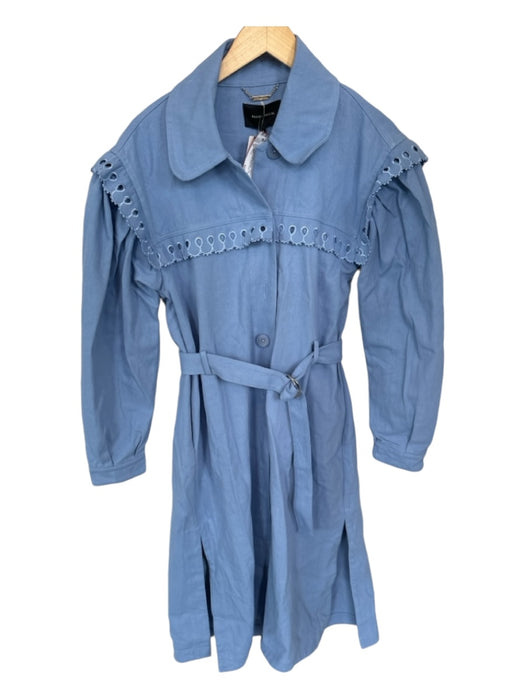 Magali Pascal Size M Cornflower Blue Cotton Long Balloon Sleeve Bib Coat Cornflower Blue / M