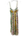 Christian Lacroix Size 2 Cream & Green Linen Blend Sleeveless Botanical Dress Cream & Green / 2
