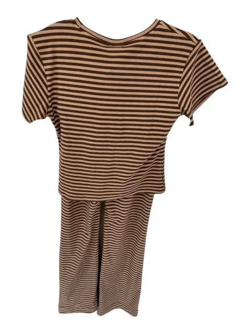 Saint Paradiso Size M Brown & Tan Polyester Blend Fold Over Striped Pant Set Brown & Tan / M