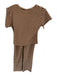 Saint Paradiso Size M Brown & Tan Polyester Blend Fold Over Striped Pant Set Brown & Tan / M