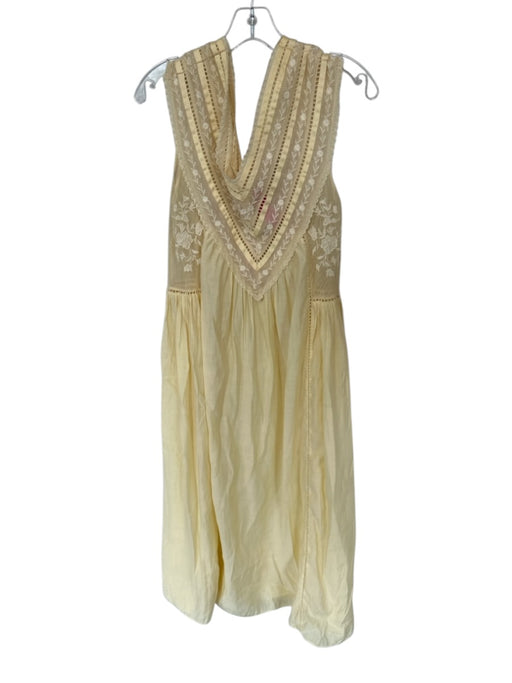 Zara Size S Butter Yellow Sleeveless Lace Detail V Neck Maxi Dress Butter Yellow / S