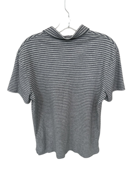 Polo Ralph Lauren Size M Gray & Navy Print Cotton Striped Men's Polo Gray & Navy Print / M